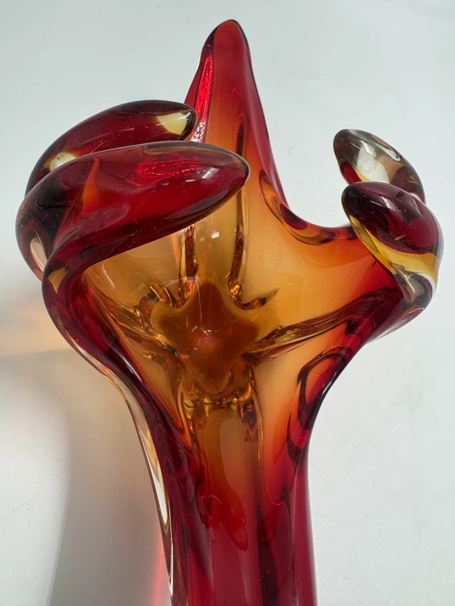 Decoratief glasobject in rood en oranje - Murano - foto 5
