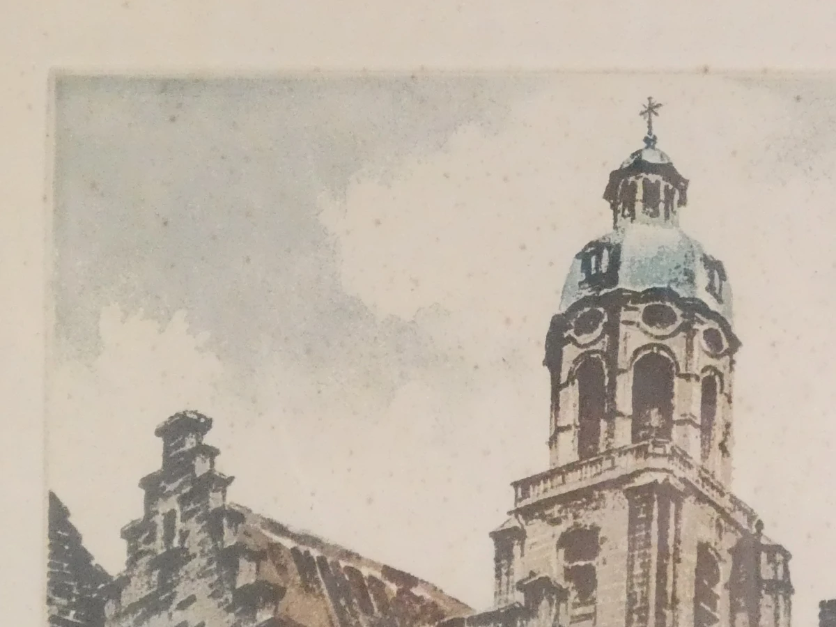 Roger Hebbelinck – gekleurde ets 'St. Andrieskerk te Antwerpen' - foto 7