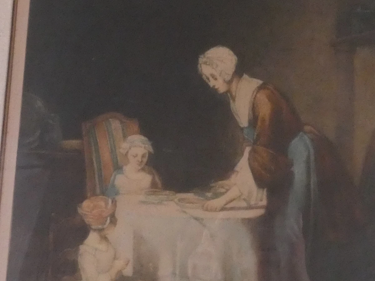 Ingelijste litho - Chardin – Le Bénédicité – Gesigneerde - foto 3
