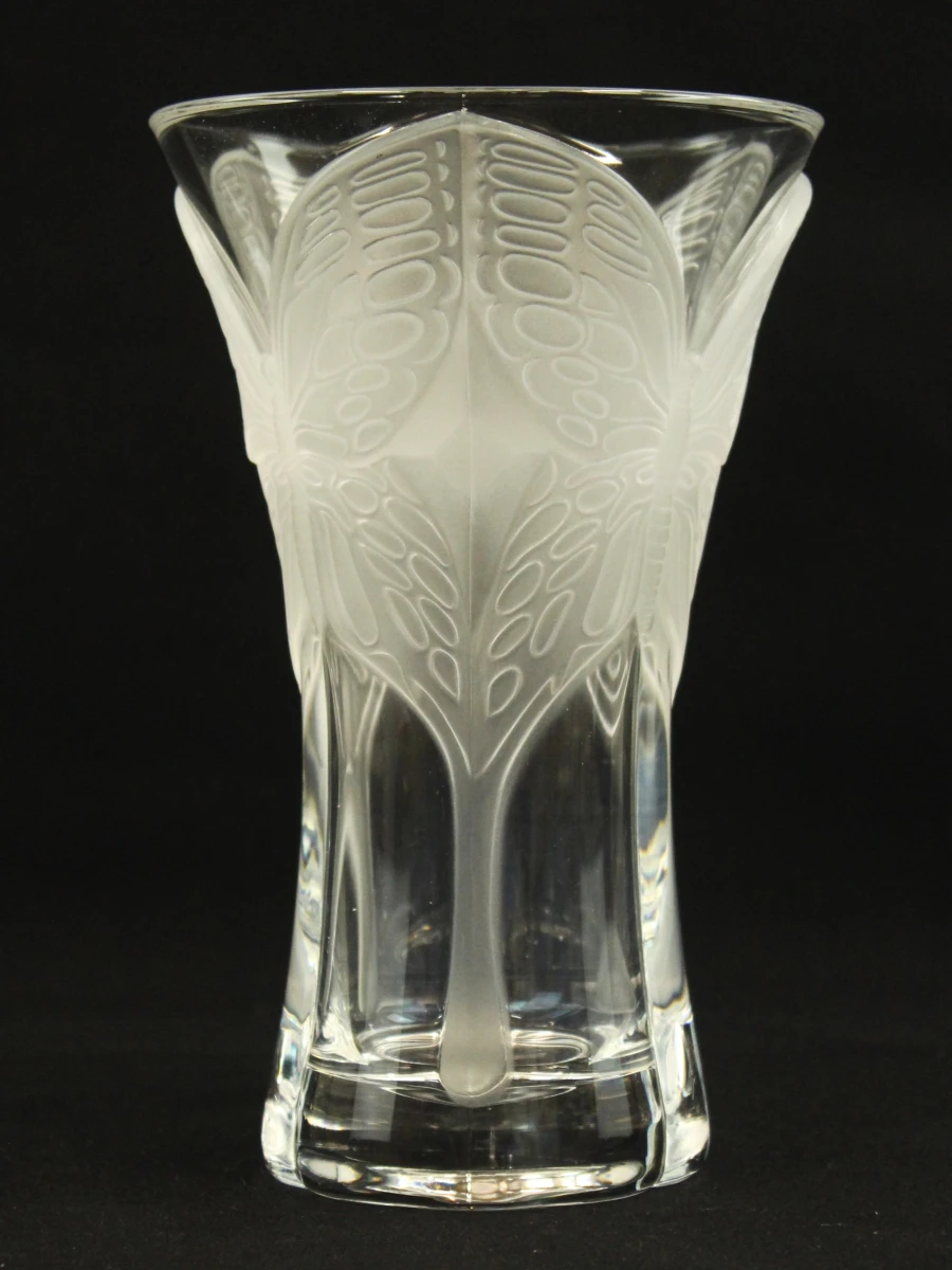 Cristal d'Arques vintage kristallen vaas met vlinderdecoratie - foto 2
