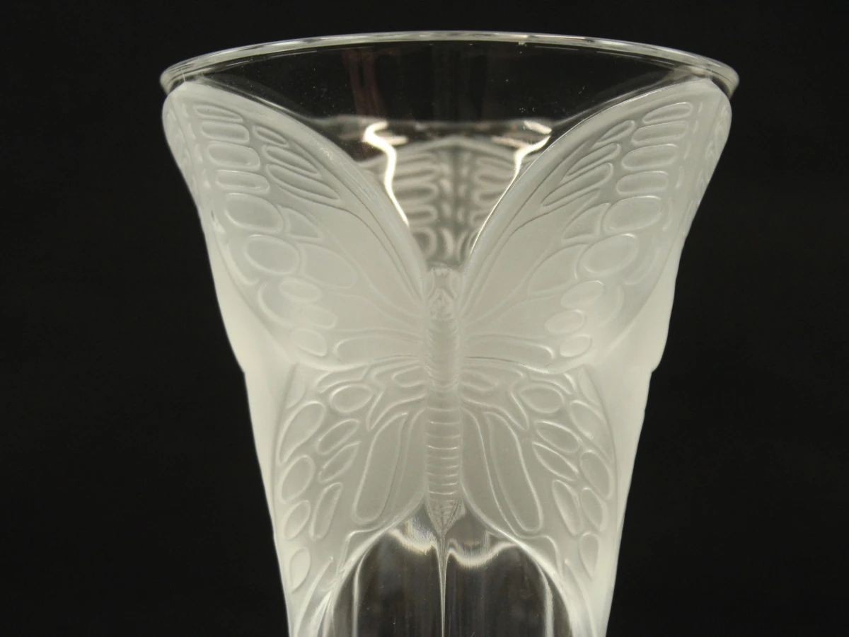 Cristal d'Arques vintage kristallen vaas met vlinderdecoratie - foto 4
