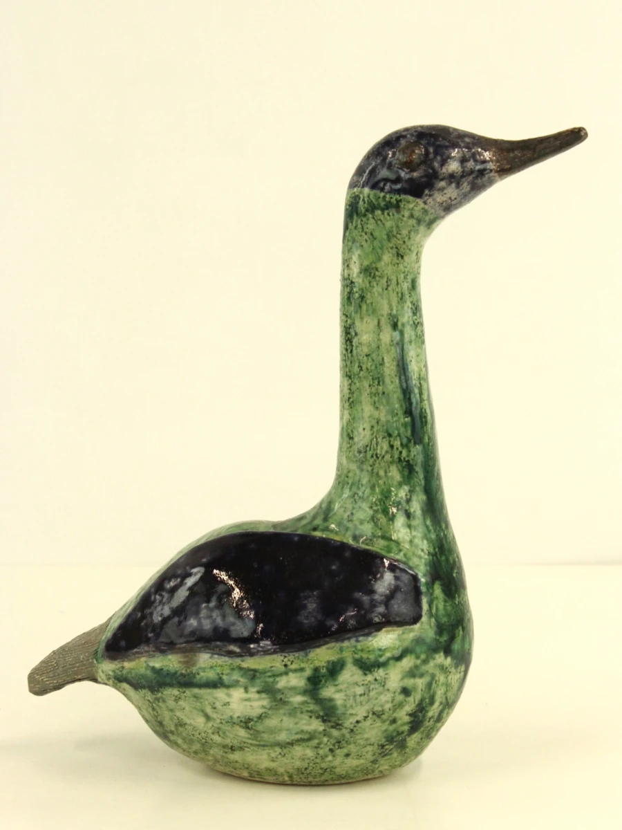 Keramisch beeld van eend in groen en blauw - foto 3