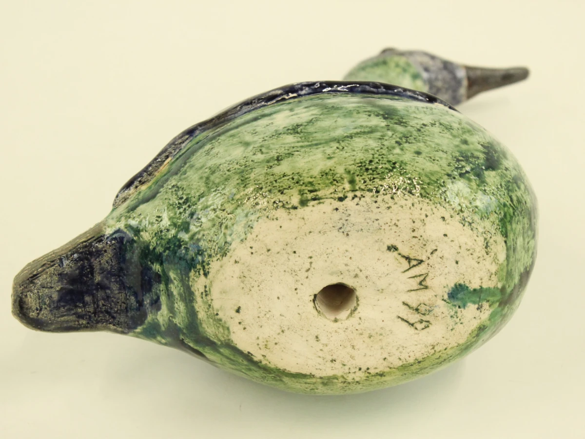 Keramisch beeld van eend in groen en blauw - foto 5