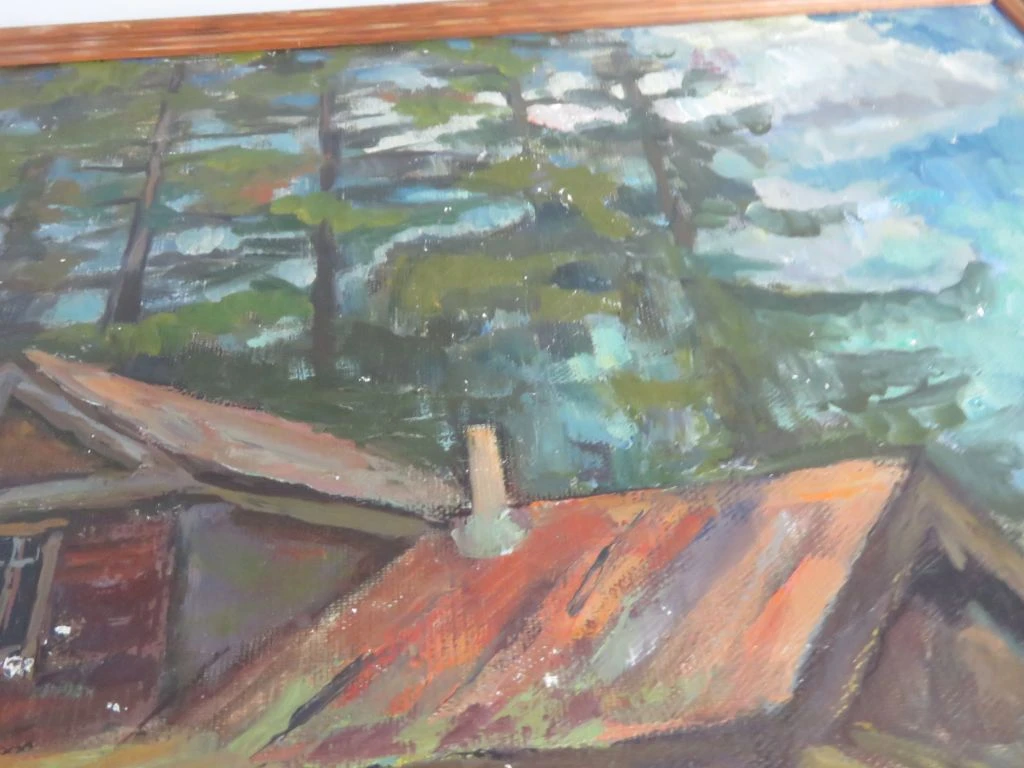 Olieverfschilderij van een huis in het bos - foto 6