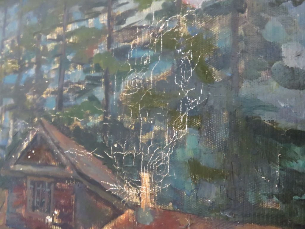 Olieverfschilderij van een huis in het bos - foto 9