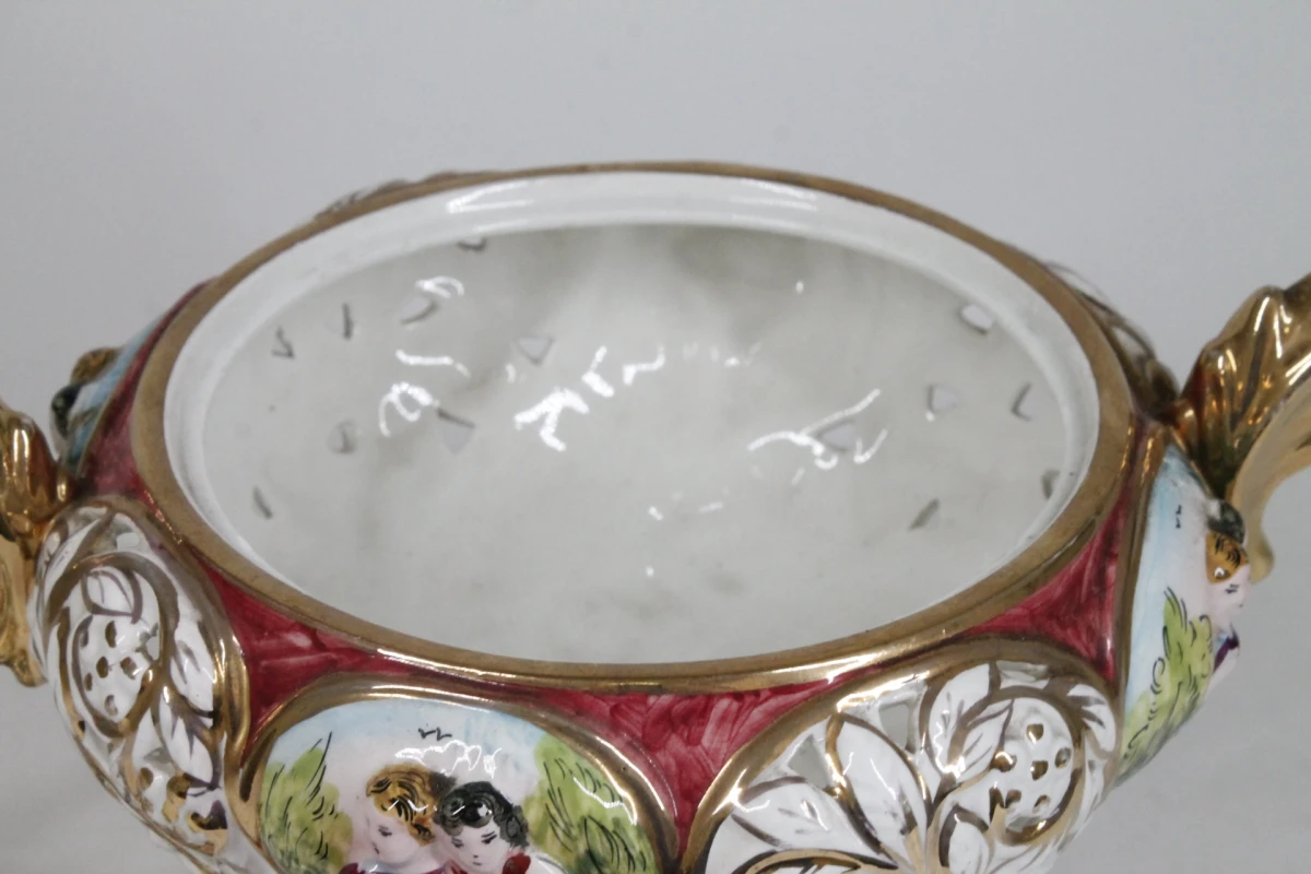 Vintage Italiaanse Capodimonte porseleinen dekselschaal - foto 5