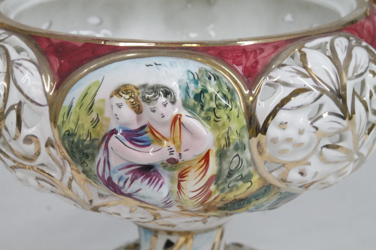 Vintage Italiaanse Capodimonte porseleinen dekselschaal - foto 6