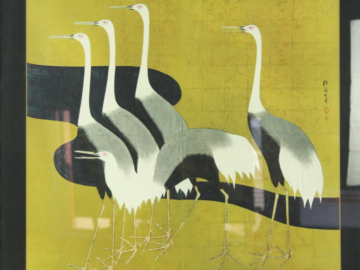 Ingelijste Japanse kunstprint naar Sakai Hoitsu "kraanvogels" - foto 2