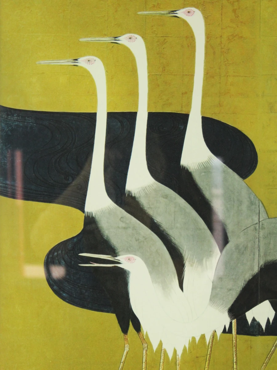 Ingelijste Japanse kunstprint naar Sakai Hoitsu "kraanvogels" - foto 3
