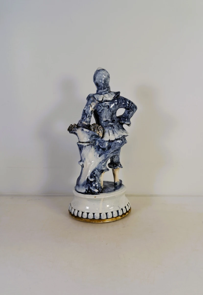 Sfeervol paar blauw-witte keramische figuren met gouddecoratie - foto 6