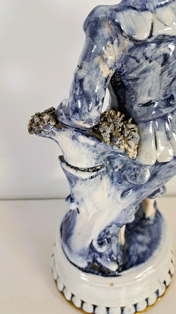 Sfeervol paar blauw-witte keramische figuren met gouddecoratie - foto 7