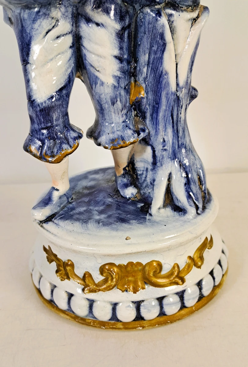 Sfeervol paar blauw-witte keramische figuren met gouddecoratie - foto 5