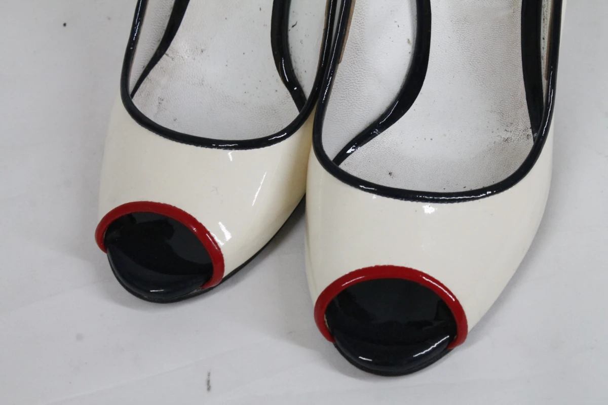 Vintage wit lakleren peep-toe pumps - Dolce & Gabbana - Maat 37 - foto 3