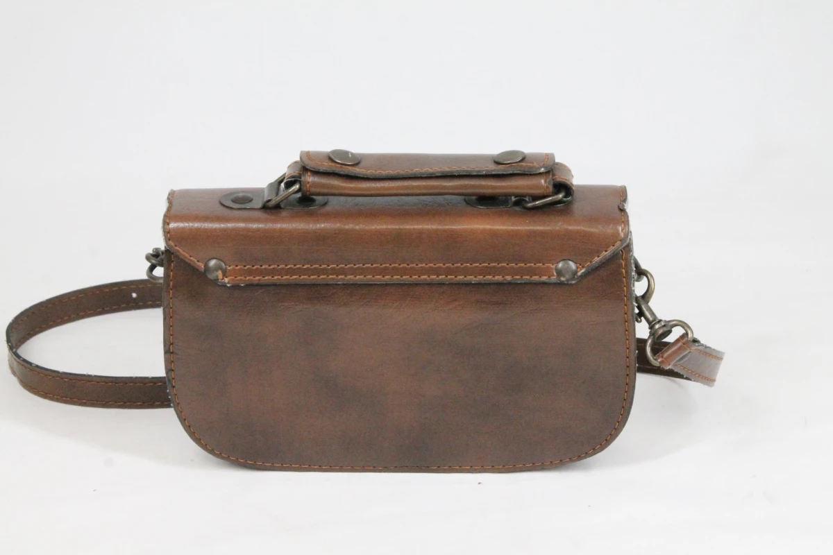Vintage bruine leren schoudertas - foto 2