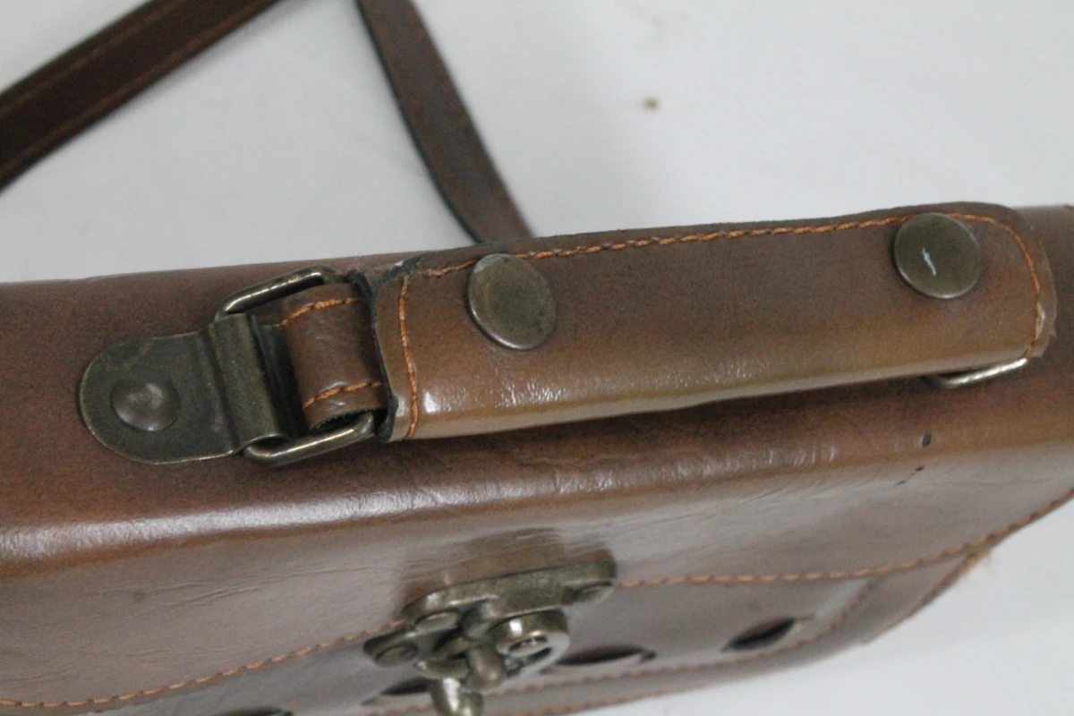 Vintage bruine leren schoudertas - foto 6