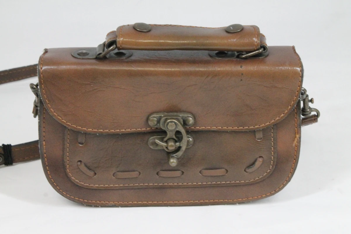 Vintage bruine leren schoudertas - foto 3