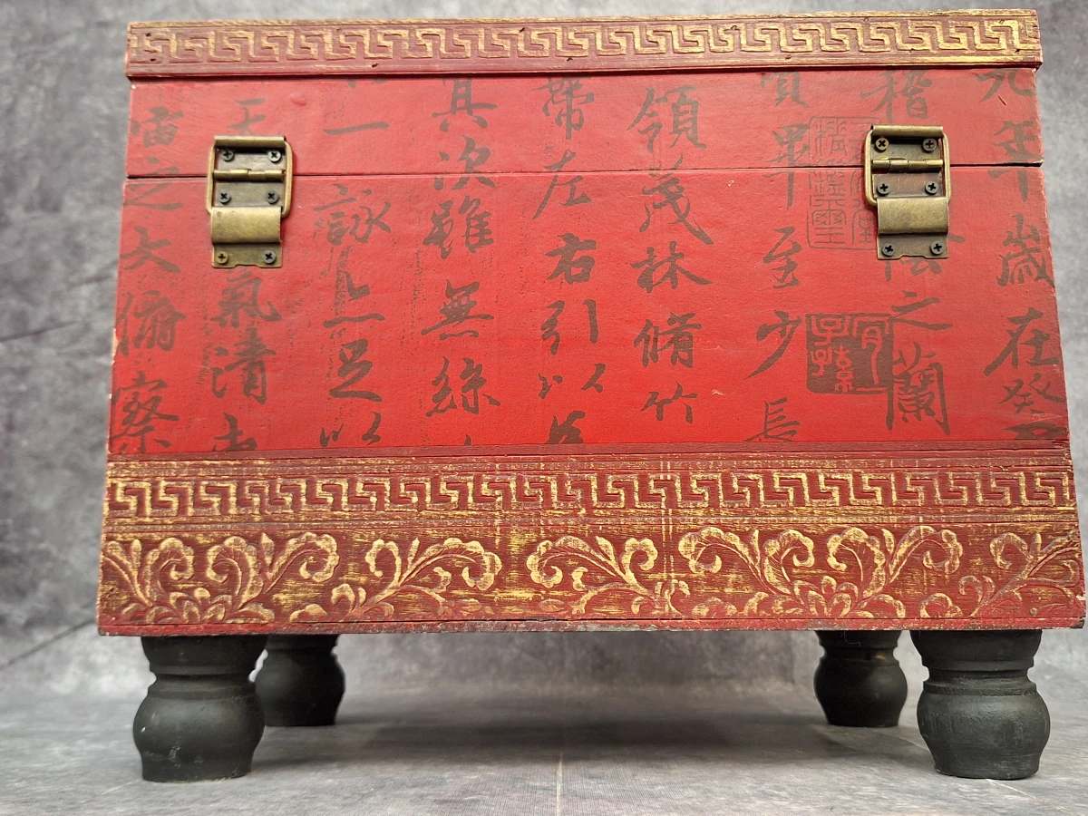 Chinees lakwerkkistje met kalligrafie en klassieke hofscène - foto 19