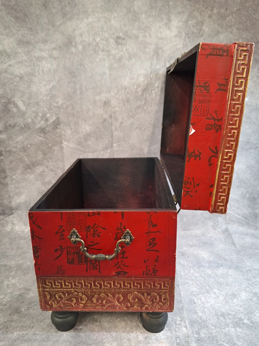 Chinees lakwerkkistje met kalligrafie en klassieke hofscène - foto 11