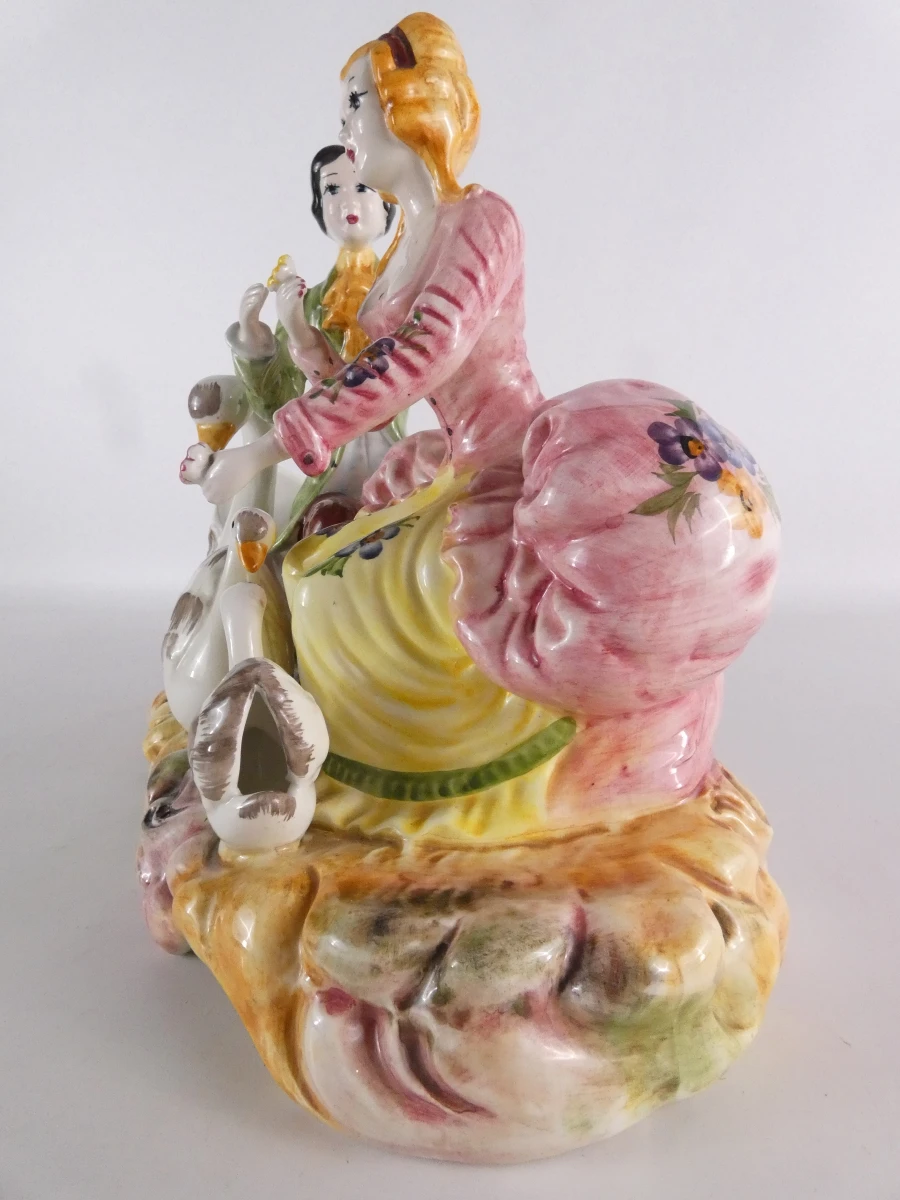 Vintage porseleinen figurengroep met zwanen - foto 5