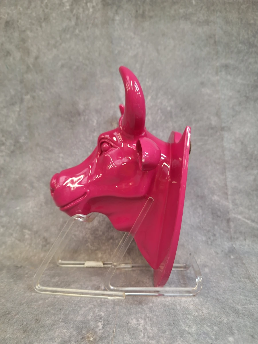 Popart wandsculptuur stierenkop fuchsia - Art in the City - foto 4