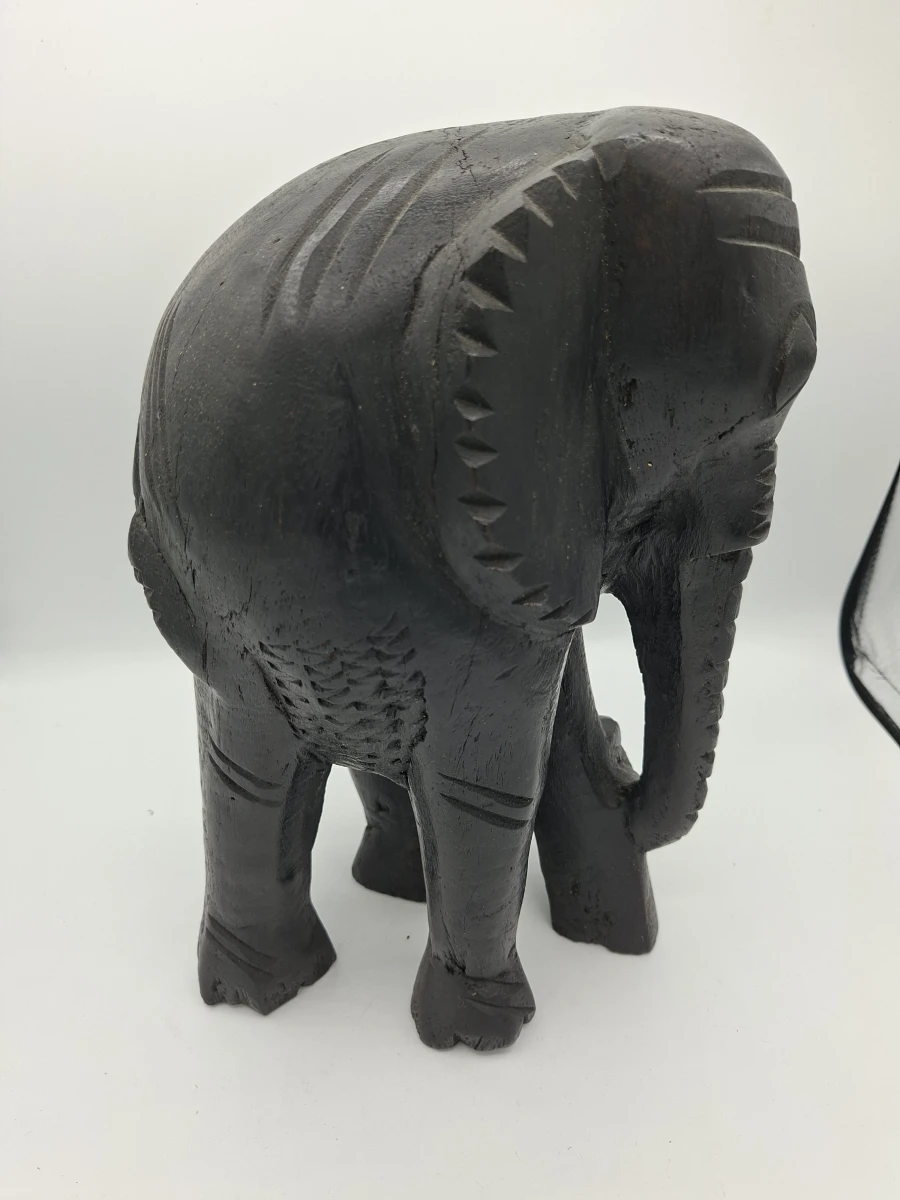 🐘 Authentiek Handgesneden Vintage Ebbenhouten Olifant – Massief Hardhouten Sculptuur 🐘 - foto 2
