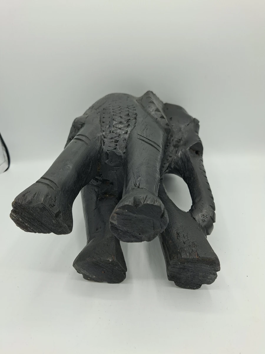 🐘 Authentiek Handgesneden Vintage Ebbenhouten Olifant – Massief Hardhouten Sculptuur 🐘 - foto 5