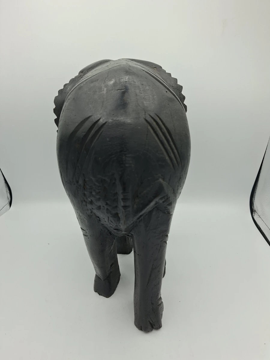 🐘 Authentiek Handgesneden Vintage Ebbenhouten Olifant – Massief Hardhouten Sculptuur 🐘 - foto 4