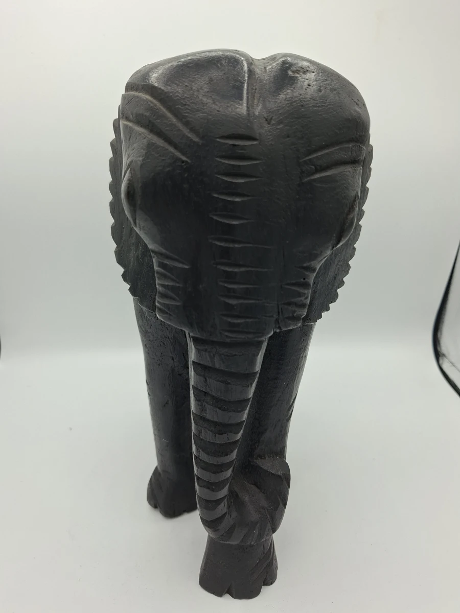 🐘 Authentiek Handgesneden Vintage Ebbenhouten Olifant – Massief Hardhouten Sculptuur 🐘 - foto 3