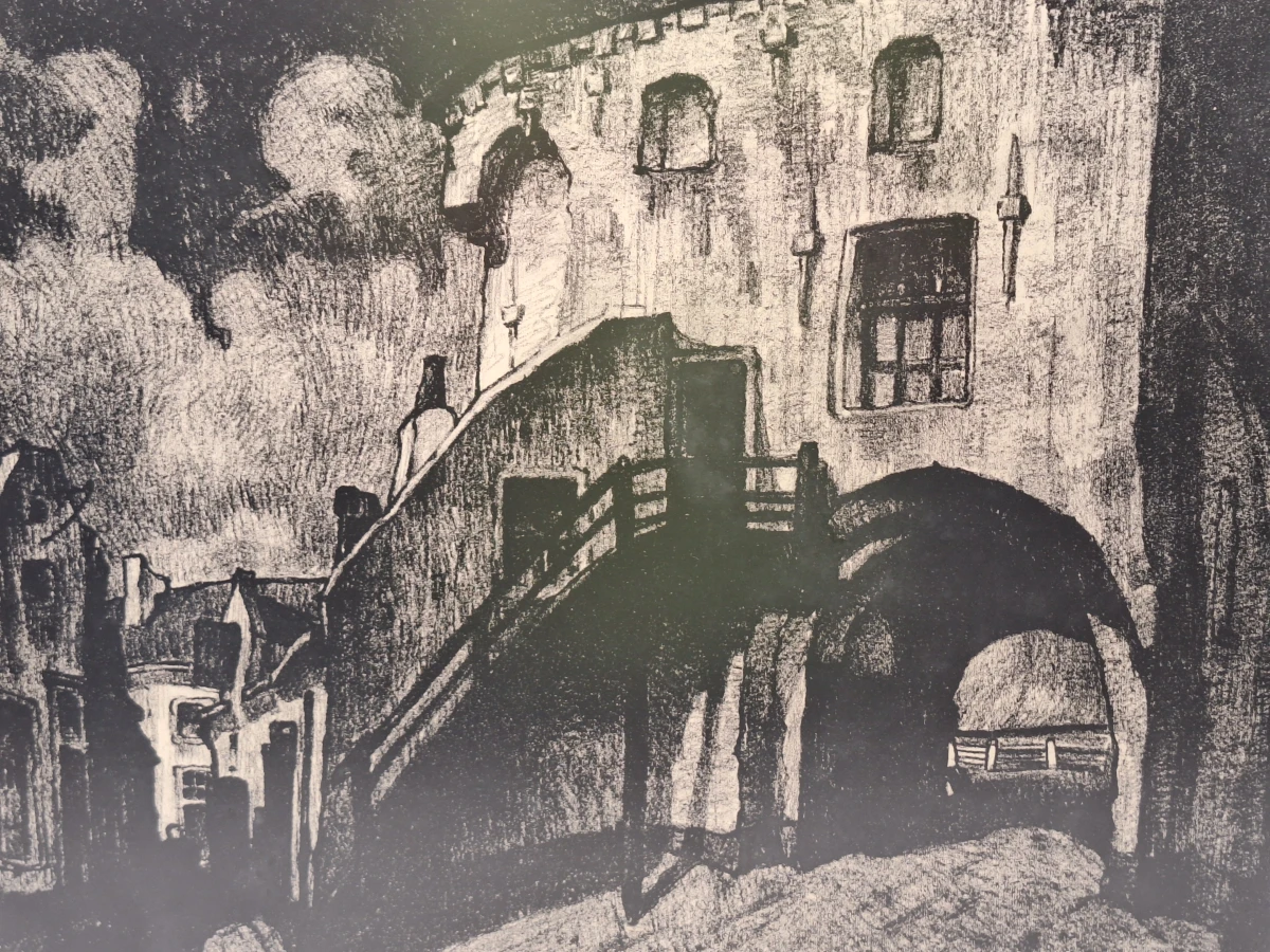 Gesigneerd drieluik met nachtelijke stadsgezichten, gedateerd 1949 - Gustaaf Crommelynck - foto 7