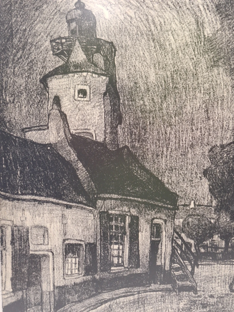 Gesigneerd drieluik met nachtelijke stadsgezichten, gedateerd 1949 - Gustaaf Crommelynck - foto 5