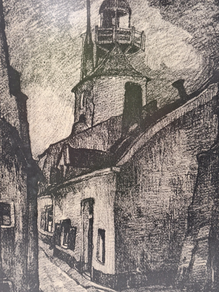 Gesigneerd drieluik met nachtelijke stadsgezichten, gedateerd 1949 - Gustaaf Crommelynck - foto 9