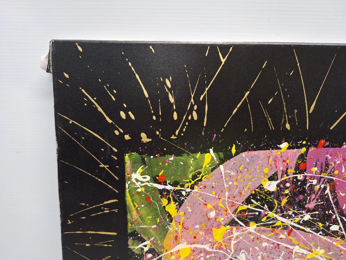 Kleurrijk abstract schilderij in action-paintingstijl, gesigneerd - B. Masson - foto 5
