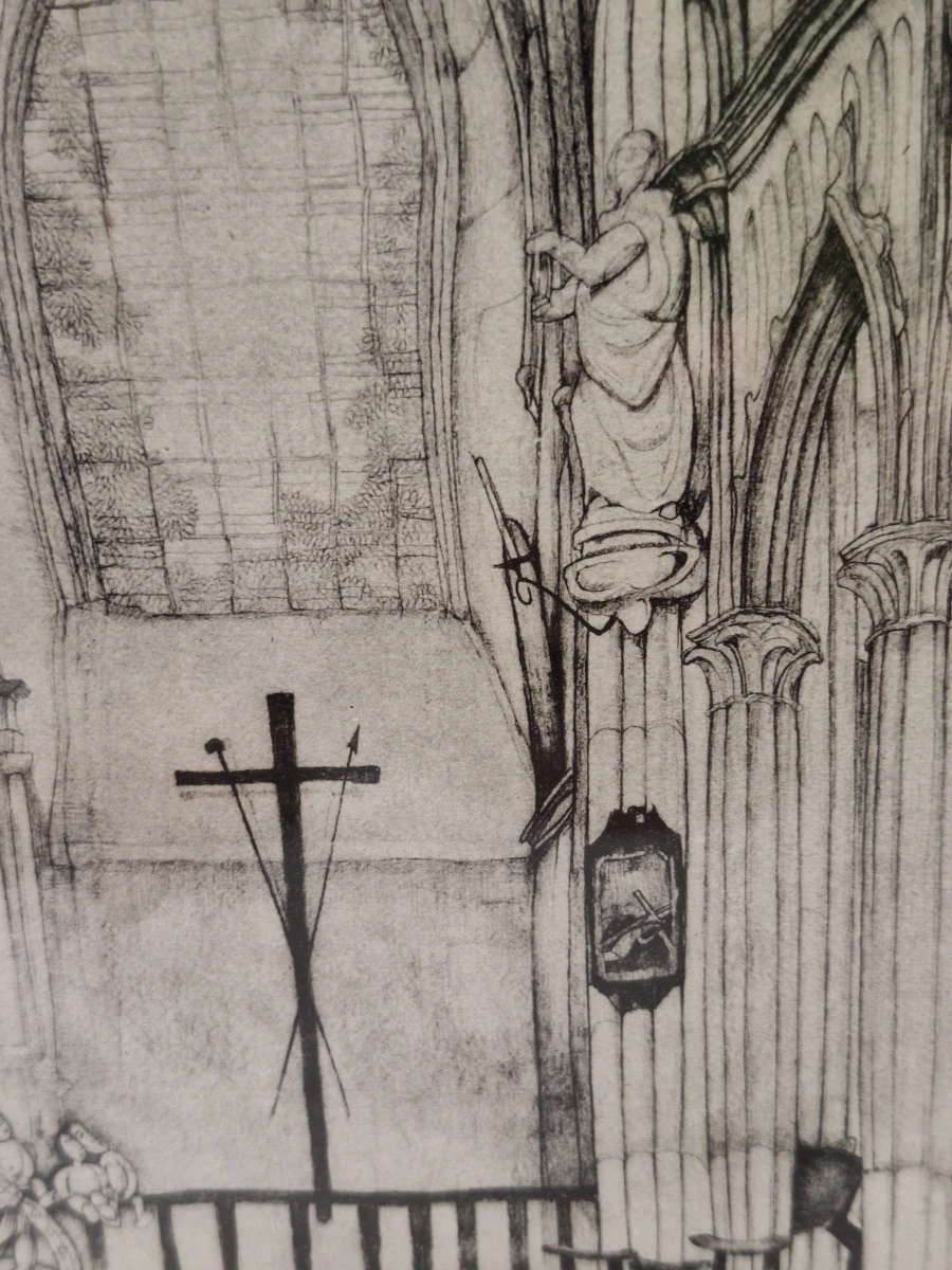 Reproductie van een tekening can de “Sinte Klaas Kerke Gent”- 1936 - Jules De Bruycker - foto 5