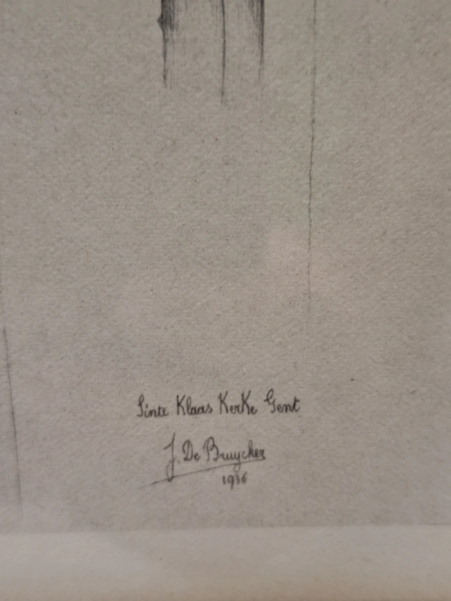 Reproductie van een tekening can de “Sinte Klaas Kerke Gent”- 1936 - Jules De Bruycker - foto 6