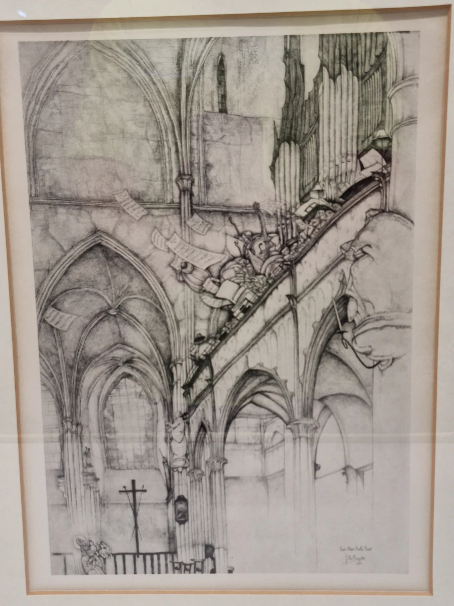 Reproductie van een tekening can de “Sinte Klaas Kerke Gent”- 1936 - Jules De Bruycker - foto 2