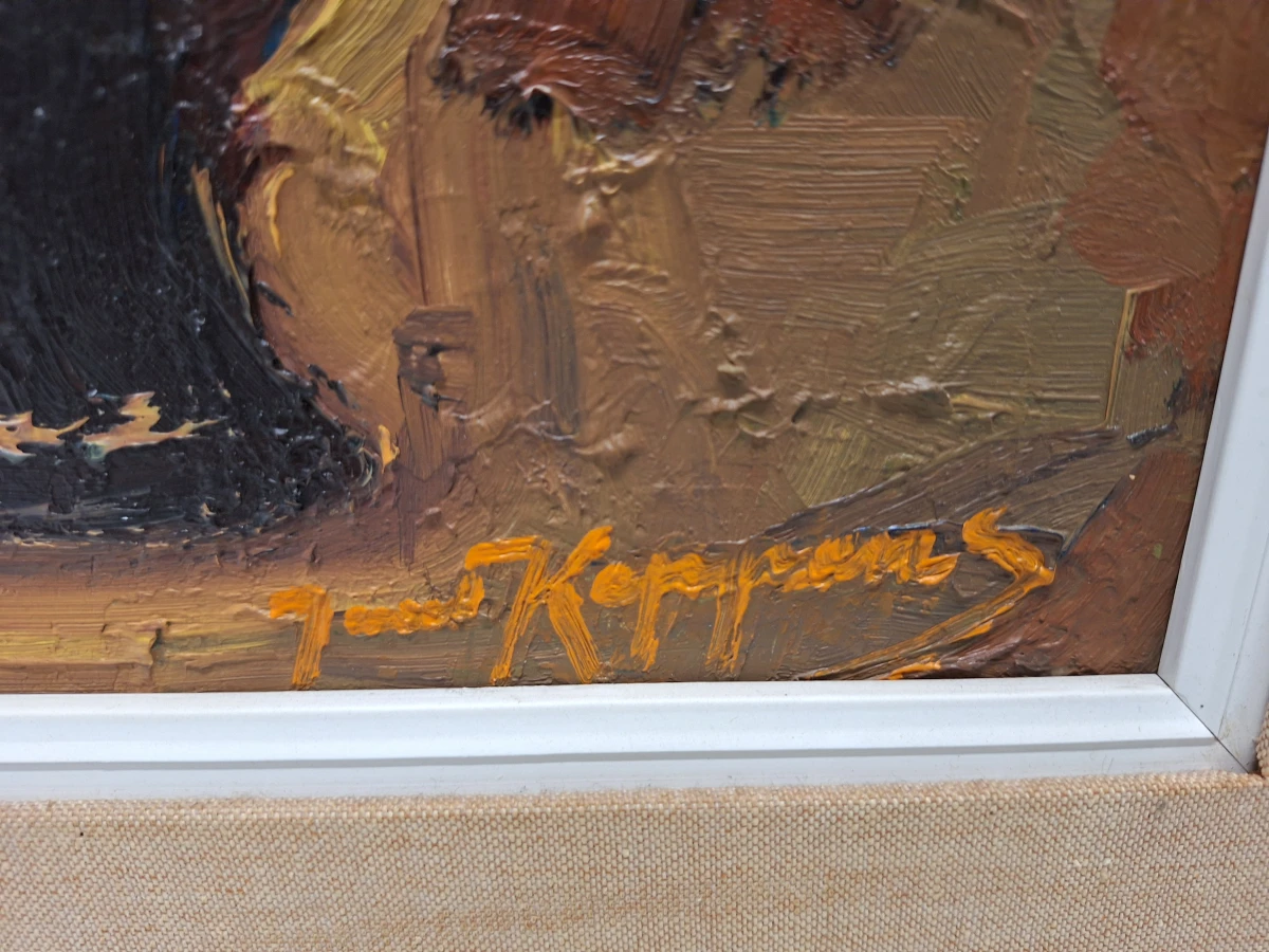 gesigneerd bloemstilleven in olieverf met expressief impasto - Juul Keppens - foto 5