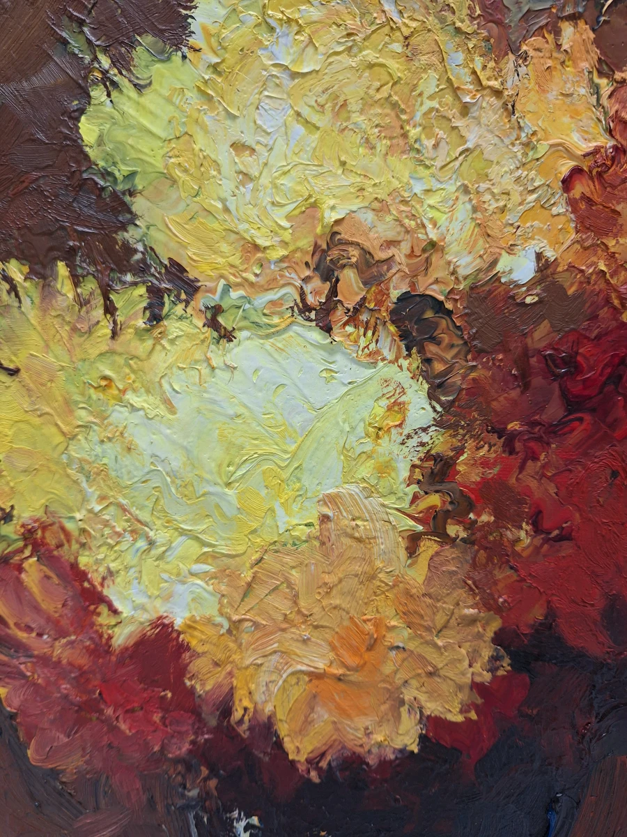 gesigneerd bloemstilleven in olieverf met expressief impasto - Juul Keppens - foto 4