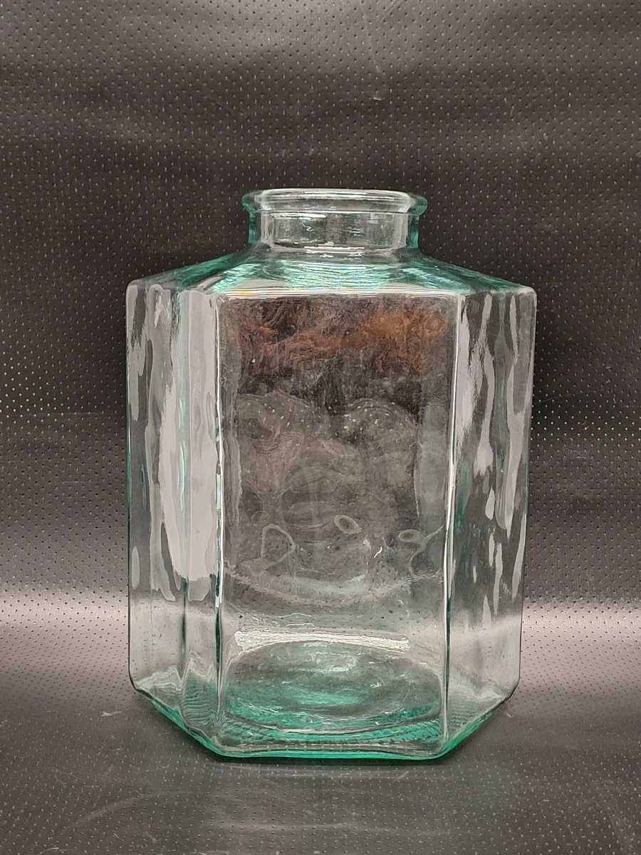 Grote glazen zeshoekige vintage Dame Jeanne terrariumfles - foto 2