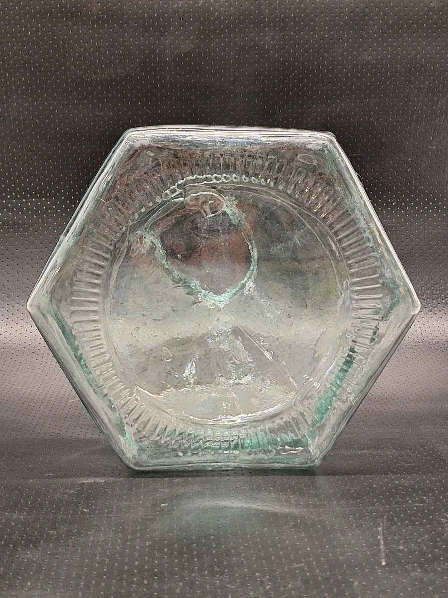 Grote glazen zeshoekige vintage Dame Jeanne terrariumfles - foto 6