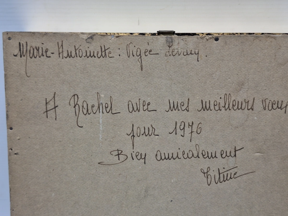 Vintage set van 2 ingelijste textielcollages - dames in historische kostuums - foto 7