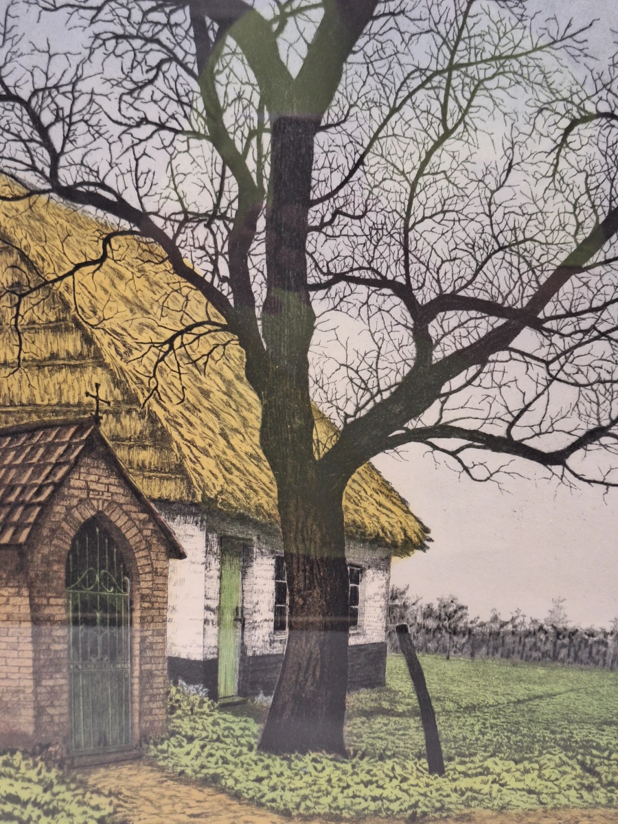 ‘t Kappelleken - ingekleurde ets 179/200, 1961 - Emiel De Cooman - foto 3