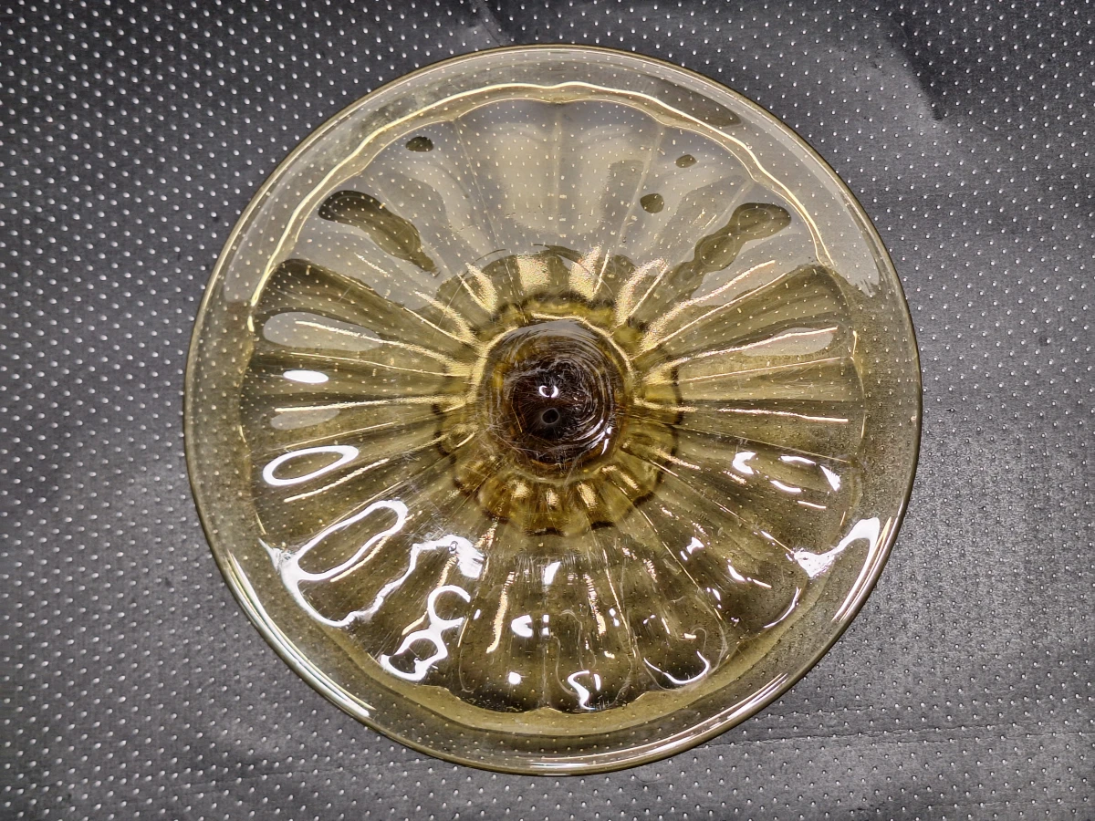 Art deco taartschotel op voet in amberkleurig glas uit de Luxval-serie van Val Saint Lambert - foto 5