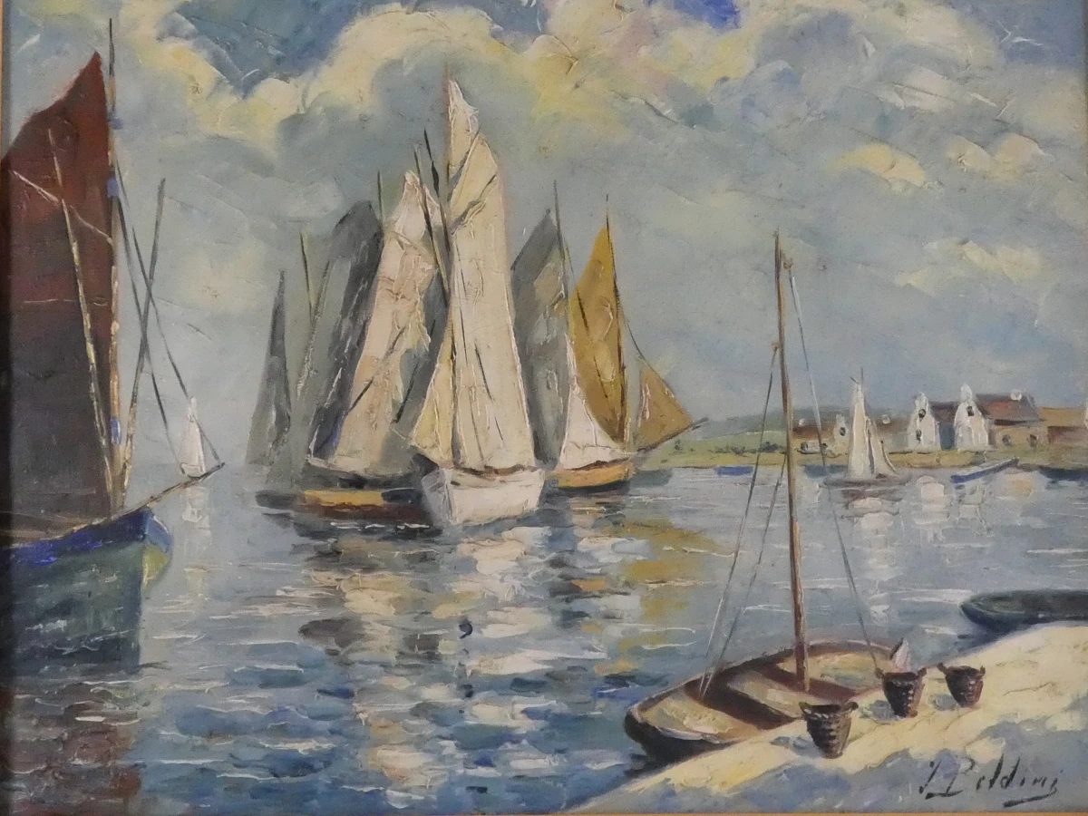 Vintage maritiem olieverfschilderij - gesigneerd - foto 2