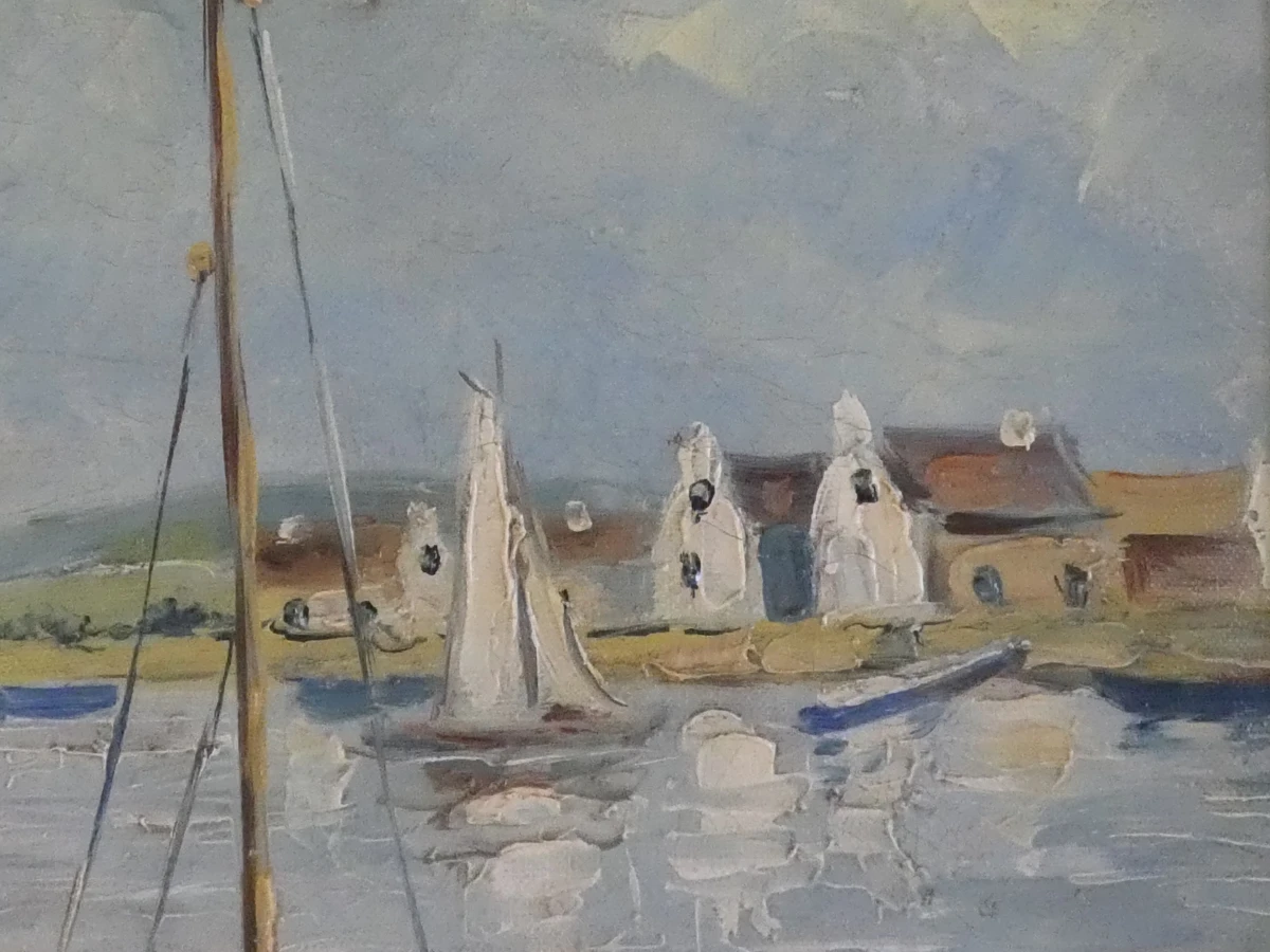Vintage maritiem olieverfschilderij - gesigneerd - foto 3