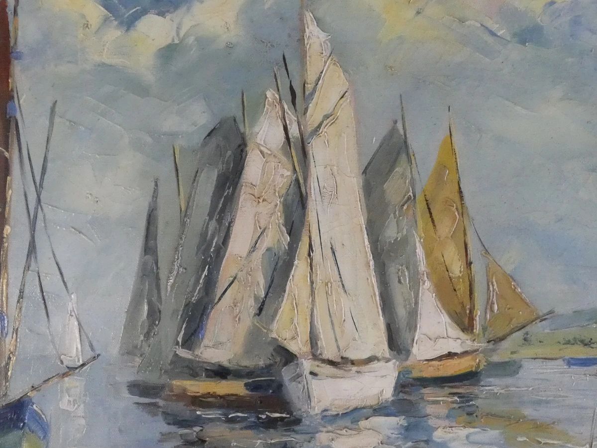 Vintage maritiem olieverfschilderij - gesigneerd - foto 4
