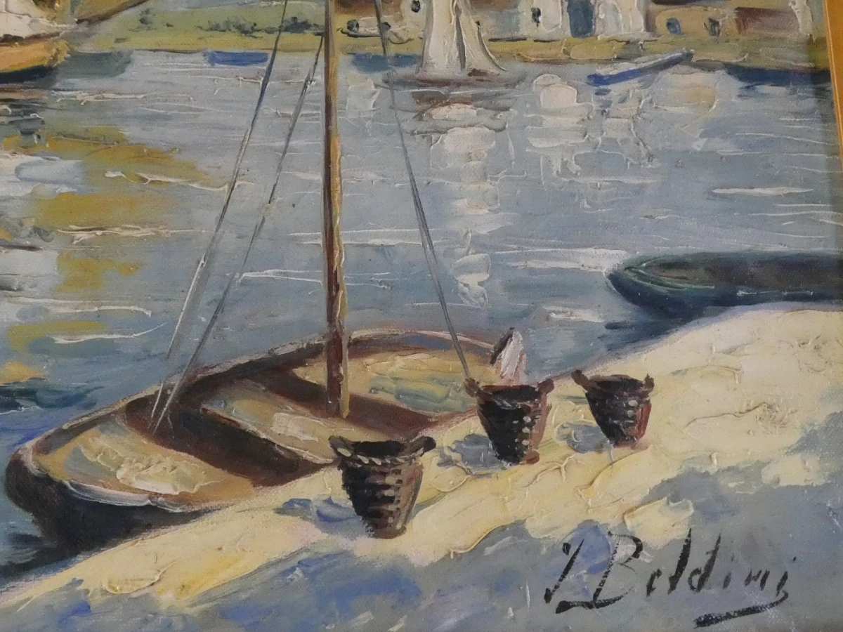 Vintage maritiem olieverfschilderij - gesigneerd - foto 5