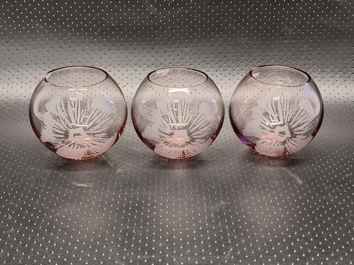 Set van drie roze glazen Leonardo sfeerlichten met bloemmotief - foto 2