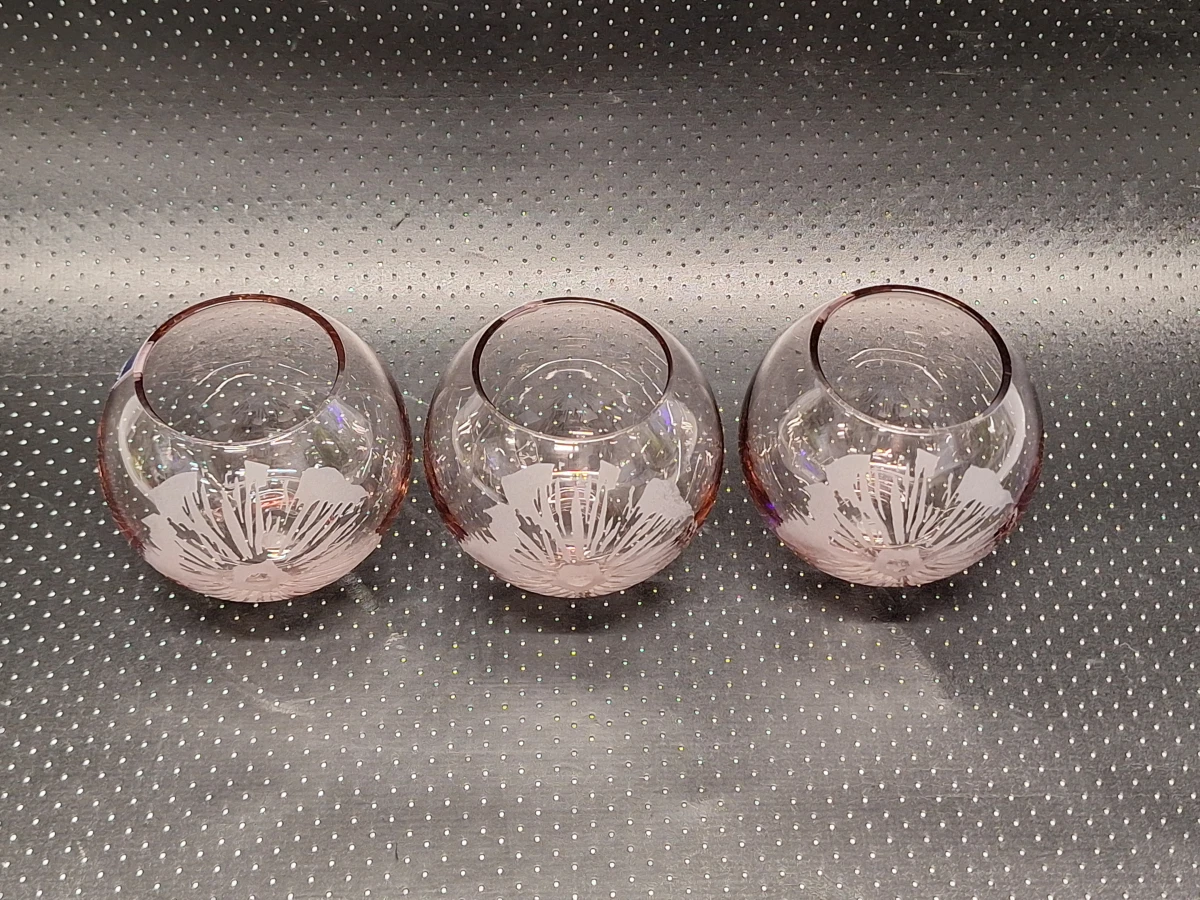 Set van drie roze glazen Leonardo sfeerlichten met bloemmotief - foto 3