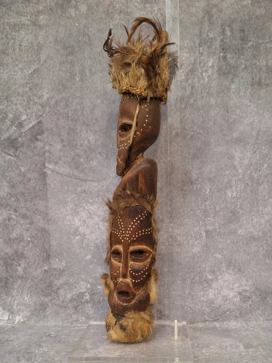 Set van 2 handgesneden Afrikaanse sculpturen - ritueel vat en krachtbeeld in tribale stijl - foto 10