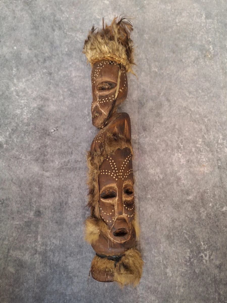 Set van 2 handgesneden Afrikaanse sculpturen - ritueel vat en krachtbeeld in tribale stijl - foto 11